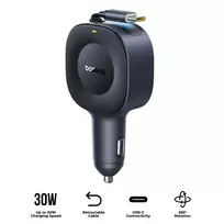 Baseus PrimeTrip VR2 Car Charger 30W with Retractable USB-C Cable / black