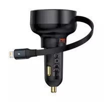 Baseus Enjoyment Pro 55W USB-A Retractable Cable Lightning Car Charger / black