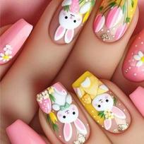 24Pcs Square Press on Nail Glossy Design French Fake Nail Acrylic False Nail,Artificial Nail Glues on Nail for Womens 1