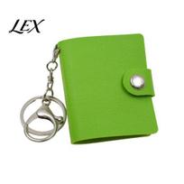 Keychain Photo Holder Mini Leather Album with Lobster Clasp, PU Material, Ideal for Storing Compact Organizer ID Photos, Polaroids & Collectible A žalia