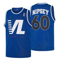 Vyriški Nipsey VICTORY LAP krepšinio marškinėliai, siuvinėti raidėmis Hip Hop Retro gatvės stiliaus tinkliniai marškinėliai S blue