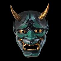 Halloween Japanese Color Bonjour Noh Kabuki Demon Mask Hundred Ghosts Night Out Resin Ghost Samurai Props Prom Party Mask žalia