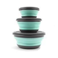 Portable Folding Lunch Box Bowl Sets Silicone 3Pcs/Set Food Container Outdoor Camping Tableware Set Foldable Salad Bowl With Lid size2