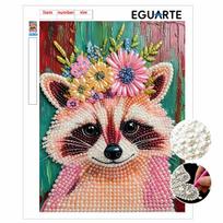 Pearl painting diy sticky diamond creative floral fox diamond painting kit living room hanging painting 30x40