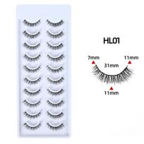 2026 Natural Short Ten Pairs of False Eyelashes, Black Stems, Plain Makeup, One Piece of Soft and Non-loose Eyelashes