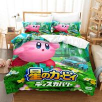 2026Cartoon Pink Star Kirby Allies Duvet Cover Pillowcase Bedding Set Adult Boy Girl Bedroom Decoration Single Double Large Size 200x200cm