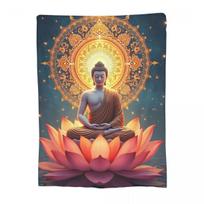 Buddha Yoga Blanket Flannel Sofa Throw Blanket Portable Throw Blankets for Home Bedroom Travel Throws Bedspread Quilt Size: 75*100cm, Weight: 230 GSM