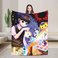 Dream World Sunny Blanket Anime Basil Omori Game Airplane Travel Flannel Throw Blanket For Couch Sofa Bed Super Soft Bedspread Size: 75*100cm, Weight: 230 GSM