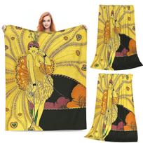 Art Deco Flapper Postcard Fashion Print Blanket Soft Warm Flannel Throw Blanket Plush for Bed Livingroom Picnic Travel Home Sofa Size: 75*100cm, Weight: 230 GSM
