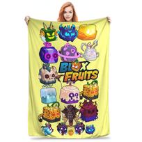 Flannel Throw Blanket Blox Fruits Gaming Game Robloxx Warm Plush Blankets Soft Bedspread for Bed Living room Home Travel Sofa Size: 75*100cm, Weight: 230 GSM