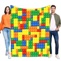 Spalvingas kaladėlių pledas Minkštas jaukus užtiesalas vaikams Lengvas šiltas dovanų rinkinys įsimylėjėliams Pliušinis lovos/sofos užvalkalas Size: 75*100cm, Weight: 230 GSM