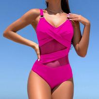 Push Up Women One Piece Swimsuit Sexy Mesh Swimwear Female Beach Bathing Suit EMA S persikas