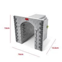 Small particles mosaic train track cave building block tunnel city scene assemble plastic toys