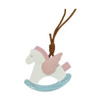 Bag Pendant Eco-Friendly Imitation Leather Rocking Horse Keychain with Rope Lanyard Wing Design Bags Car Accessories