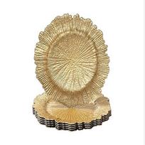 MAONAME 13  Golden Charger Plates,Round Reef Chargers For Dinner Plates.Plastic Plate Chargers For Table SettingWedding Decor 13 inches