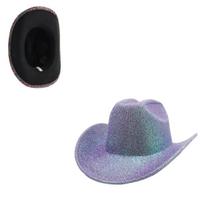 Western Cowboy Sequin Wide-Brim Jazz Hat for Men & Women - Perfect for Cycling, Photography, and Gifts One Size levandų violetinė spalva