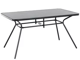 Sodo stalas LIVO 140 cm 80 cm stiklinis juodas