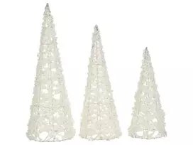 3 dekoracinių figūrėlių rinkinys ROSAN Eglutė 40/50/60 cm Balta