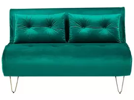 Dvivietė išskleidžiama sofa VESTFOLD, veliūras, tamsiai žalia