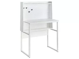 Rašomasis stalas su perforuota lenta BUXTON, baltas, 84 cm x 48 cm