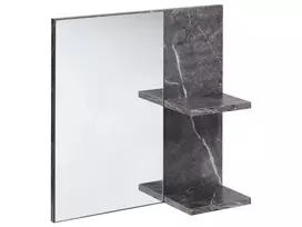 Sieninis veidrodis su lentyna PELOTAS 45 cm x 45 cm marmuro/juodas