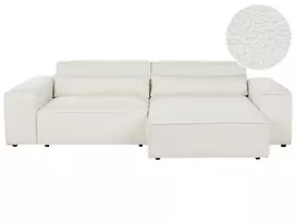 Modulinė kampinė sofa HELLNAR, 3 vietų, kairinė, kreminė balta, Boucle