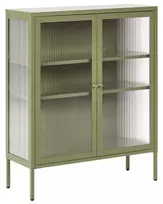 Spintelė su stiklinėmis durelėmis LERRYN metalinė 90 cm žalia
