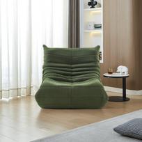 Kampinis sėdmaišis, ergonomiškas lazy floor sofa poilsio krėslas be porankių, patogus vienvietis fotelis svetainei, miegamajam, biurui, techno audinys, žalias
