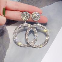Women Crystal Rhinestone Circle Earrings Drop Earrings Dangle Earrings Earrings sidabras