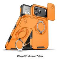 CAXITON iPhone 11 Pro Magnetic Ring Lens Protection Case citrinos geltonos spalvos