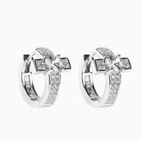 Hip Hop Zircon Ear Hoop Micro Inlay Rhinestone Men Cross Earrings Daily   Women Silver