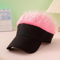 Lightweight Wig Hat Multicolor Men's Sunshade Cap Creative Hairpiece Baseball Cap  Cosplay rožinė