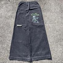 American hip-hop style loose 3D printed jeans, gothic straight men's wide denim fashion wide-leg pants S