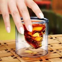 1pcs, Horror Skull Whisky Glass, Double Walled Wine Glasses, 75ml/2.5oz Stemless Bar Glasses, Stylish Glassware, For Scotch Bourbon, Whisky, Cocktail A-1