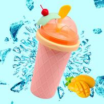 Summer Squeeze Slush Cup, Double Layer Portable Ice Cup for Homemade Slushies rožinė