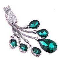Interior Accessories Water Drop Keychain Crystal Key Pendant Key Ring Rhinestone Keychain žalia