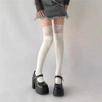 Korean Sexy Lace High Stockings Women Girls Thigh High Over The Knee Stockings Lolita Ladies Girls Boot Socks One Size