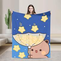 Soft Blanket Travel Office Halloween Bubu and Dudu Love Throw Blanket Flannel Bedspread For Couch Bed Novelty Sofa Bed Cover Size: 75*100cm, Weight: 230 GSM