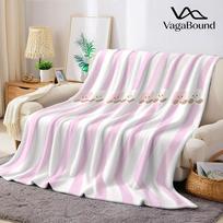 Pink Stripes Marshmallow Pals Flannel Blanket Warm Soft Halloween Christmas Couch Warm Cozy Decorative Decor Gift for All Season Size: 75*100cm, Weight: 230 GSM