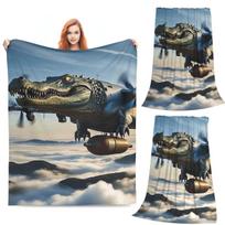 Bombardiro Crocodilo Meme Italian Brainrot Blankets Soft Warm Flannel Throw Blanket Bedding for Living room Picnic Travel Couch Size: 75*100cm, Weight: 230 GSM
