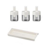 Sealed Glass Seasoning Bottle Leak-proof Spice Jar Food-grade Sugar Storage Pots  Pantry White