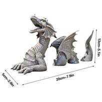 Naujas didelis drakono gotikinis sodo dekoro statulos dervos ornamentas lauko dekoravimui statulos dekoravimui pilka