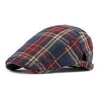 Beret Women's British Plaid Forward Cap Spring Summer Thin Breathable Cap Men's Peaked Cap Newsboy Caps Flat Cap Driver Ivy Hat Gatsby Painters Hats raudona