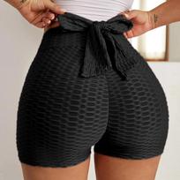 Back Bow Design Summer Sports High Waisted Shorts Soft Female Fitness Running Clothes Yoga Bike Shorts XXL juoda