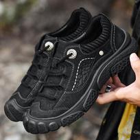 FashionMen's Shoes Spring New High Quality Casual Hiking Luxury Sneakers Men Genuine Leather Outdoor Climbing Trekking Footwear Male 38 juoda
