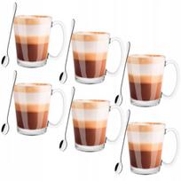 Kavos, latte ir arbatos puodeliai su šaukšteliais, 12 dalių rinkinys (6+6)