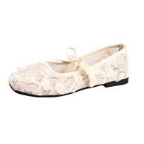 Fashion Breathable Lace Fairy Flat Shoes Women's Summer New Model Me Slip-On Mary Janes Faionable Soft Casual Luxury Footwear 36 balta