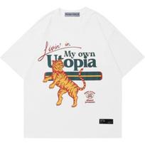 Aelfric Eden Mens Oversized T Shirts Tees Tiger Graphic Tee Print Cotton Tops Streetwear Casual Shirt S balta