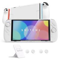 PlayVital Ranger Protective Case for Nintendo Switch 2 with Silicone Grip and PC Hard Folding Stand and Thumb Grip Dock Compatible (2025) Cover, Caps, balta