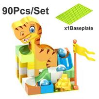 DIY Dinosaur Marble Race Run Big Blocks Plastic Building Bricks Funnel Slide Educational Toys For Kids Gifts